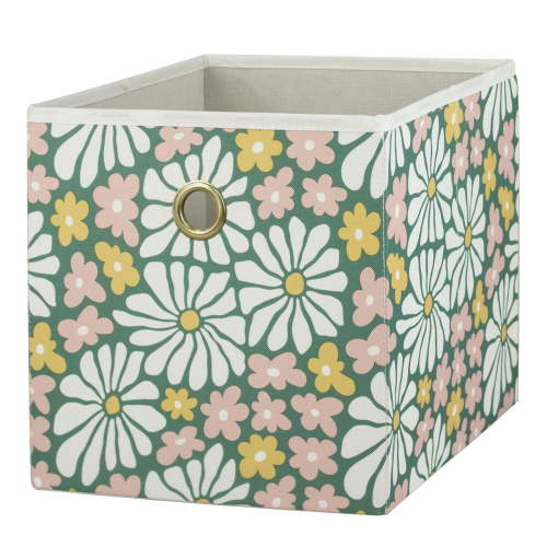 Mainstays Collapsible Fabric Cube Storage Bin, Groovy Floral