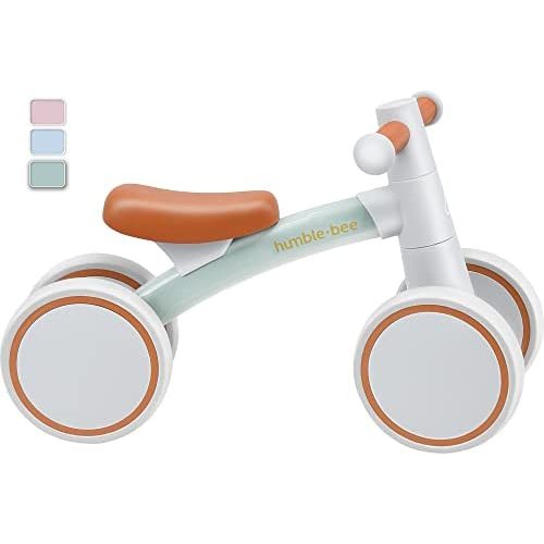 HUMBLE-BEE Baby Balance Bike 1 Year Old Boys Toys Gifts, Green Toddler Bike First Birthday Girl Gifts, Infant 4 Wheels Bicycle Mini Balance Bike No Pedal