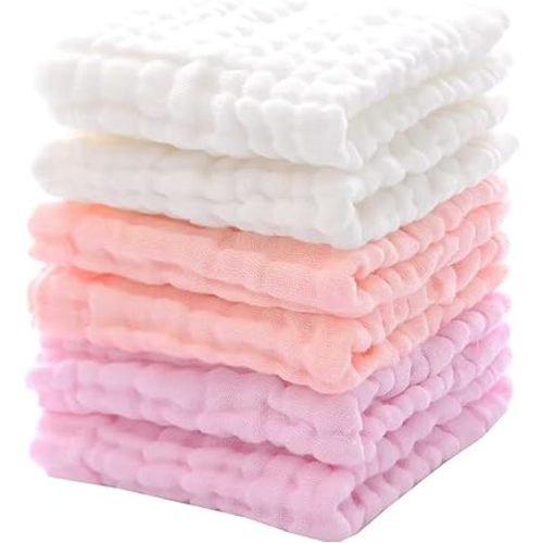 Baby Muslin Washcloths 6 Pack Bath Towel Natural Cotton Baby Wipes Soft Newborn Child Face Towel for Sensitive Skin Registry Shower