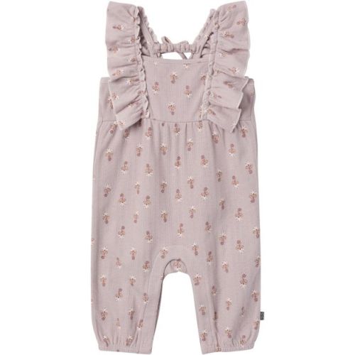 Modern Moments™ by Gerber Baby Girls' Ruffles Long Leg Romper, Light Lilac Stamp Fleur, 3-6 Months
