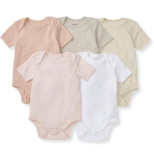 Burt's Bees Baby Organic Cotton Bodysuits – Baby Boy & Girl Short and Long Sleeve One-Pieces, 5-Pack