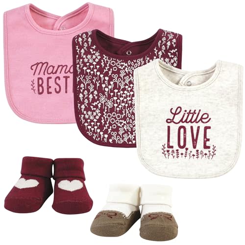 Hudson Baby Unisex BabyCotton Bib and Sock Set