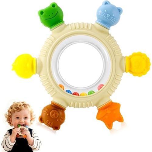 Baby Teething Toy for Babies 0-3-6-12,18 Months, BPA Free Silicone Baby Teething Ring for Teething Relief