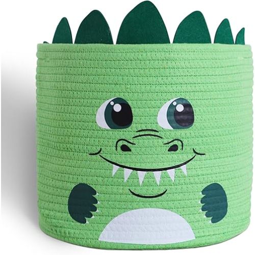 Dinosaur Cotton Laundry Basket For Women & Kids - Cute Dinosaur Baskets for Laundry Room & Baby Storage