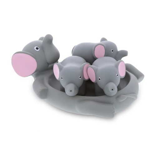 Dollibu Family Elephant Bath Squirters 4 Piece Bath Toy Set for Toddler, Unisex