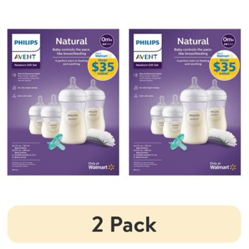 (2 pack) Philips Avent Natural Baby Bottle with Natural Response Nipple Newborn Gift Set, SCD837/03
