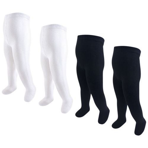 Touched By Nature Baby Girl Organic Cotton Tights, Black White, 9-18 Months
