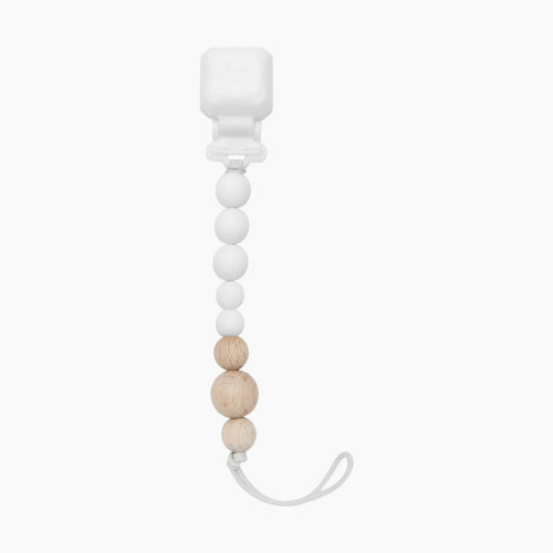 Loulou Lollipop Color Pop Silicone and Wood Pacifier Clip - Snow White