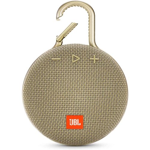 JBL Clip 3, Desert Sand - Waterproof, Durable & Portable Bluetooth Speaker - Up to 10 Hours of Play - Includes Noise-Cancelling Speakerphone & Wireless Streaming