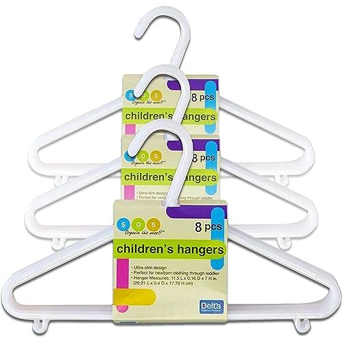 Delta White Nursery Hangers 24 Pack for Baby, Toddler, Kids, Children (3 Packs of 8)