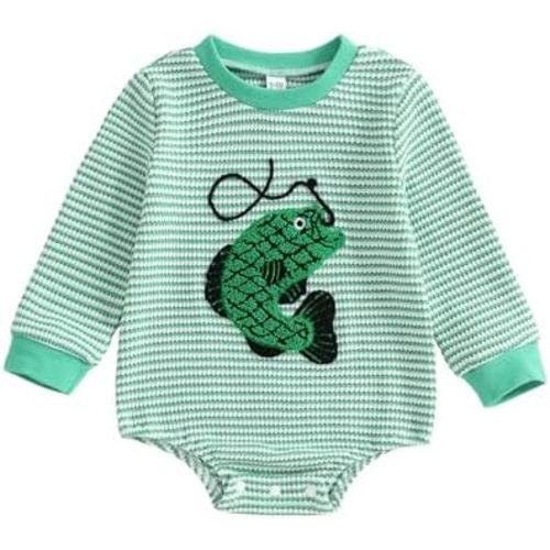 Newborn Baby Boy Fall Winter Clothes Embroidered Long Sleeve Sweater Bubble Romper Infant Waffle One Piece Outfit