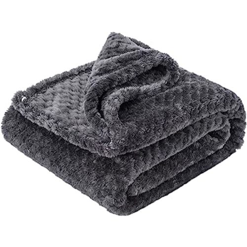 Fuzzy Blanket or Fluffy Blanket for Baby Girl or boy, Soft Warm Cozy Coral Fleece Toddler, Infant or Newborn Receiving Blanket for Crib, Stroller, Travel, Decorative (40Wx60L, M-Dark Grey)