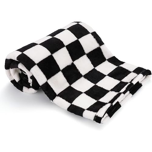 Plush Soft with Checkered Baby Blanket Fleece Infant Toddler Blankets for Boys Girls,Super Soft Warm Lightweight Breathable Newborn Receiving Blankets for Crib Stroller 30"×40" (Black)