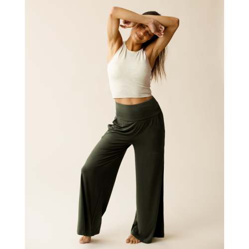 Bamboo Wide Leg Maternity & Postpartum Lounge Pant | Taupe - Kindred Bravely