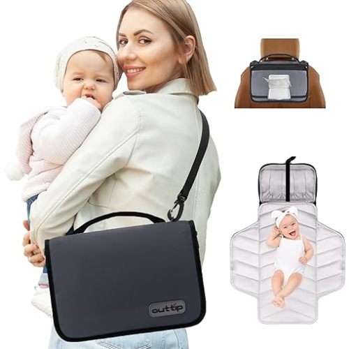 Small Diaper Bag - Lightweight, Spacious & with Portable Changing Pad – Little Baby Bag Perfect for Day Trips – Quick-Access Wipes Pocket & Dedicated Parents’ Organizer Gray