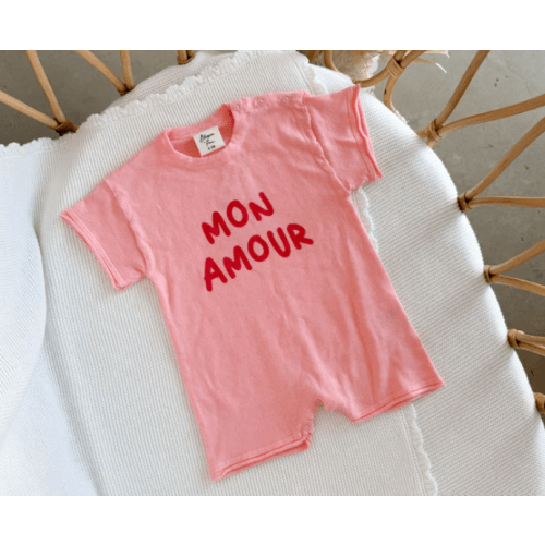 'Mon Amour' Romper - Pink & Red