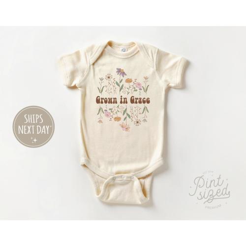 Grown in Grace Onesie® - Boho Religious Bodysuit - Christian Natural Baby Onesie®