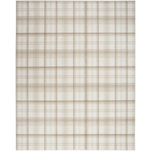 Nourison Grafix Contemporary Plaid Indoor Area Rug Ivory Beige 5'3" x 7'3"