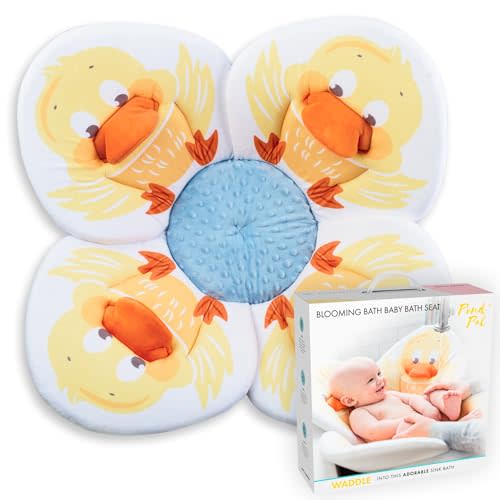 Blooming Bath Baby Bath Seat - Baby Tubs for Newborn Infants to Toddler 0 to 6 Months and Up - Baby Essentials Must Haves - The Original Washer-Safe Flower Seat (Pond Pal Duckling)