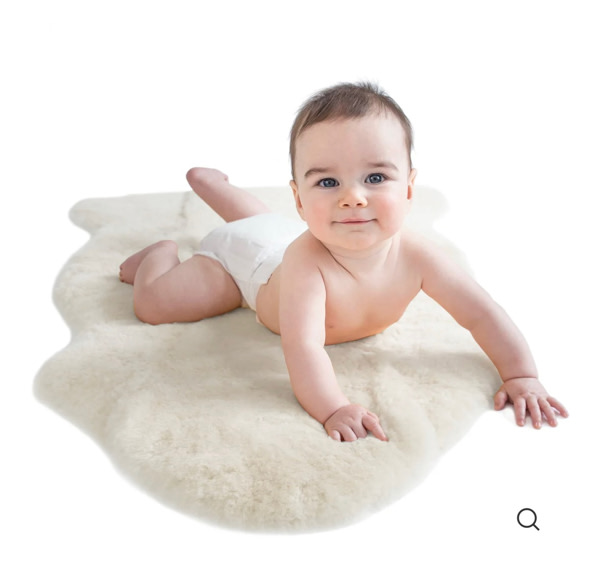 Sheepskin Rug for Babies, 100% Natural, Shorn Lambskin Wool, 2 x 3 Feet, Ivory