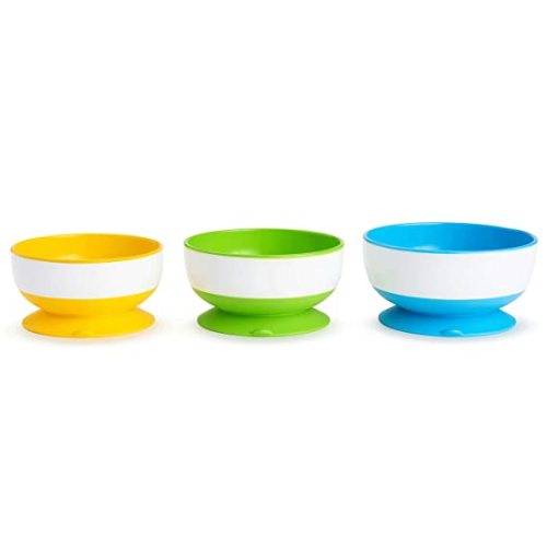 Munchkin Stay Put Suction Bowl, 3 Pack - Yellow, Green & Blue