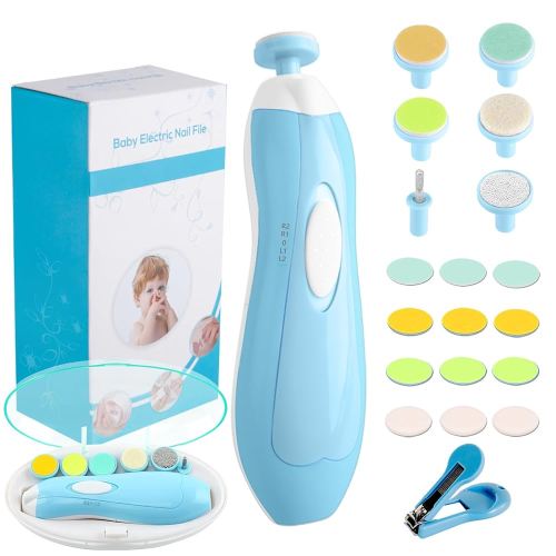 Baby Nail Trimmer Electric Nail File Baby Nail Clippers, 20 in 1 Safe Nail Filer Grinder Kit for Newborn Infant Toddler Kids or Adults Toes Fingernails Care Trim Polish, Led Light and Grinding Heads