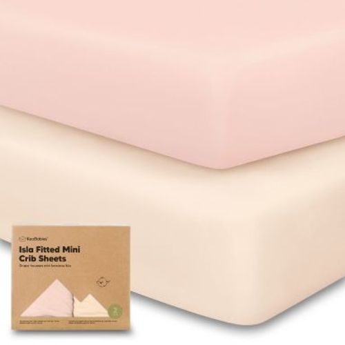 KeaBabies 2-Pack Isla Mini Crib Sheets, Pack and Play Sheets Fitted, Pack N Play Sheets, Fitted Crib Sheet (Cameo)