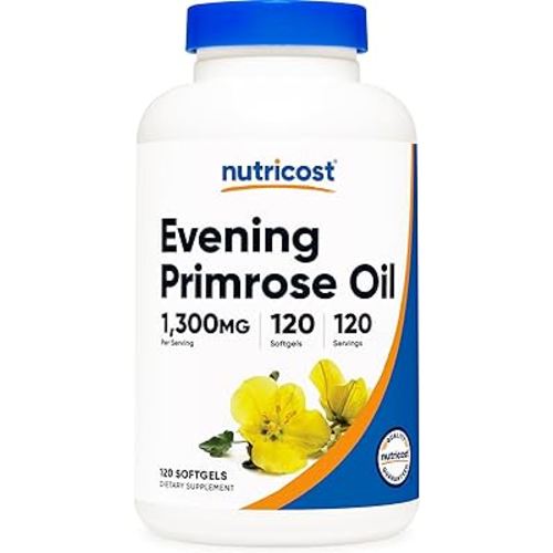 Nutricost Evening Primrose Oil 1,300mg, 120 Softgels - Cold Pressed, Non-GMO, Gluten Free, 120 Servings