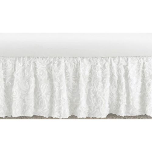 Sweet Jojo Designs Girl Baby Crib Bed Skirt Rose Collection Solid White