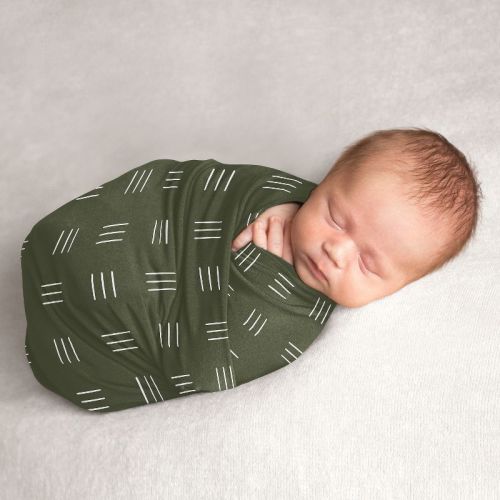 Sweet Jojo Designs Gender Neutral Swaddle Baby Blanket Jungle Green And White