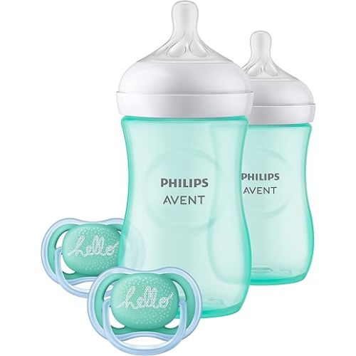 Philips AVENT Natural Baby Bottle with Natural Response Nipple, Teal Baby Gift Set, SCD837/02