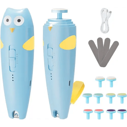 Lictin 2 in 1 Baby Nail Trimmer Electric, Safe Baby Nail File Kit Rechargeable, Baby Nail Clippers with Auto Light for Newborn, Infant, Toddler, Kids, 10 Replacement Grinding Heads, Trim and Polish