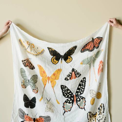 Butterfly Collector Swaddle by Clementine Kids | 100 % Muslin Cotton Swaddle | Organic Cotton Baby Swaddle | Baby Gift | Baby Shower Gift