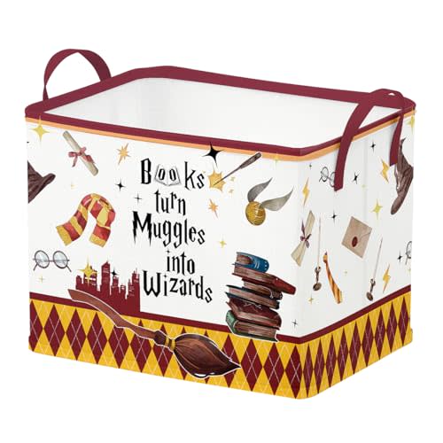 Runtoo Magic Nursery Decor Books Baby Basket Wizard Hat Baby Shower Decorations Gift Basket Toddler Toy Box Chest Clothes Laundry Hamper Closet Storage Bins