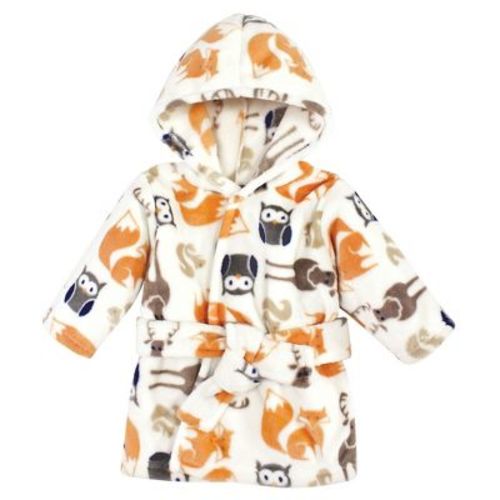 Hudson Baby Infant Boy Plush Animal Face Bathrobe, Forest, 0-9 Months