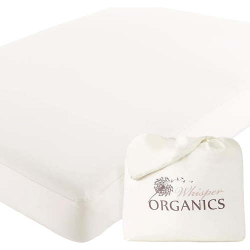 Whisper Organics 100% Cotton & Waterproof Luxury Organic Mattress Protector, Crib size, White