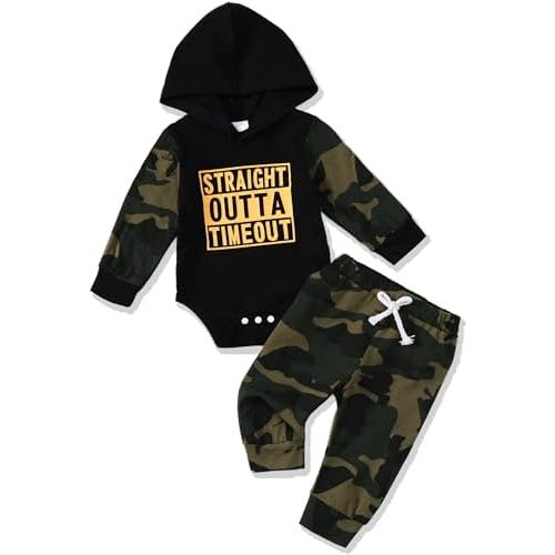 Renotemy Newborn Baby Boy Clothes Infant Boy Outfits Baby Hoodie Romper Fall Winter 0 3 6 9 12 18 Months Baby Clothes for Boy