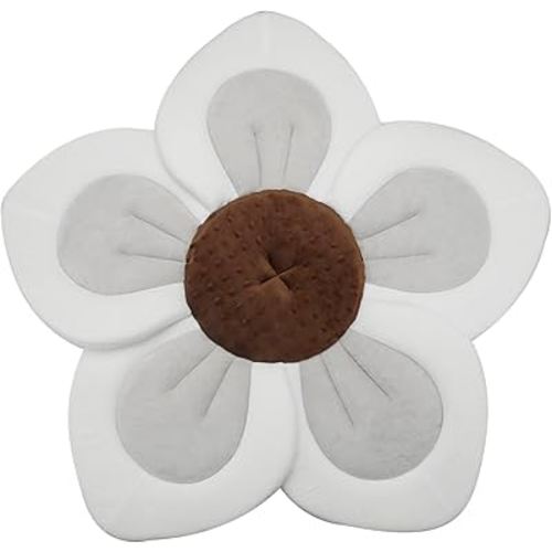 PandaEar Baby Bath Pad for Infant Newborn | Soft Flower 5 Petals for Sink Bathtub Essentials Shower Gift (Grey)