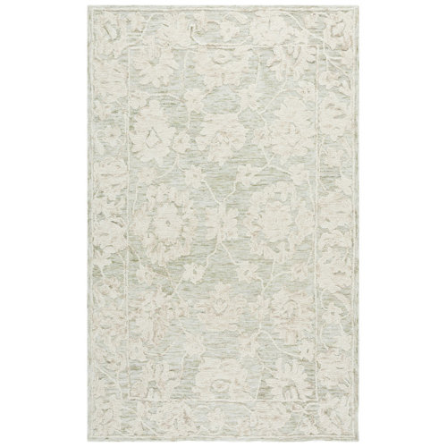 Safavieh Marquee 508 Hand Tufted Wool/Cotton/Pet Yarn Floral Rug in Gray/Light Brown | Wayfair
