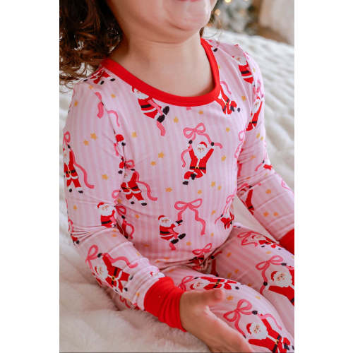 Christmas Bamboo Two-Piece Pajama Set in Jolly Ribbons | Caden Lane