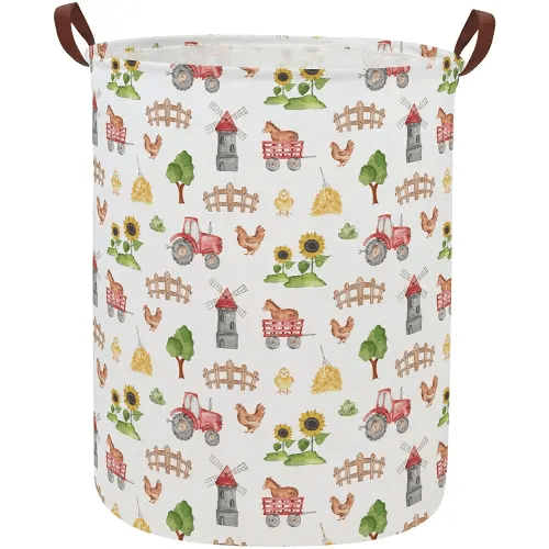 Kids Laundry Basket Farm Hamper for Nursery Boy and Girl Cute Kids Toys Storage Bin Organizer Room Decor for Home(Farm)