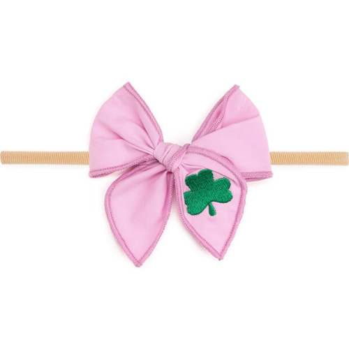Shamrock St. Patrick's Day Coquette Bow Baby Headband, Pink - Sweet Wink | Maisonette