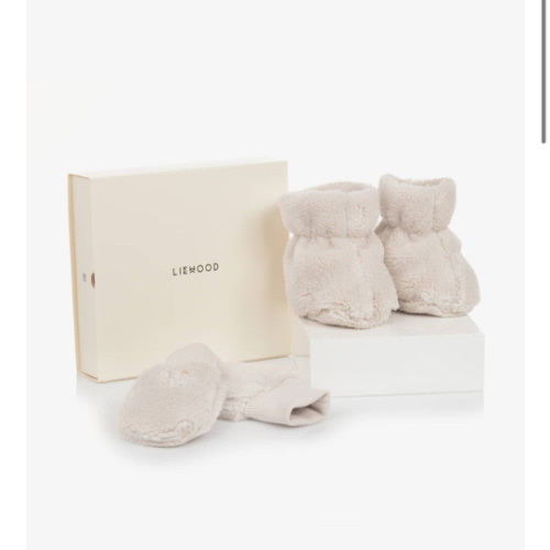 Liewood - Beige Fleece Mittens & Booties Set | Childrensalon