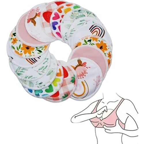 8 pcs Random Prints Breast Pads for Nursing Mothers, Reusable and Washable (8pcs Random Prints)