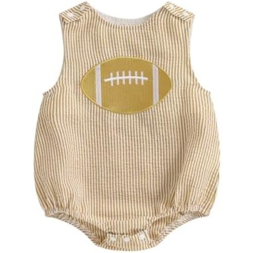 Newborn Baby Boy Football Outfits Sleeveless Embroidery Bubble Romper Overalls Football Onesie Cute Baby Clothes