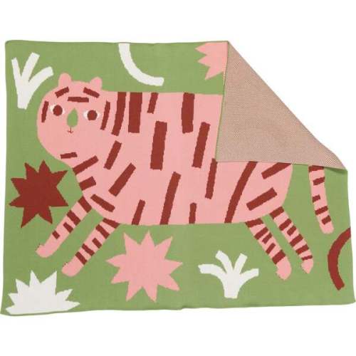 Surprised Tiger Baby Blanket, Bubblegum - Biquette | Maisonette