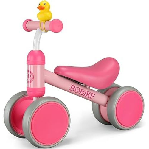 Baby Balance Bike Toys for 12-36 Months Kids Toy Boy and Girls Gifts Toddler Best First Birthday Gift Children Walker No Pedal Infant 4 Wheels Bicycle (Classic, Rose Red)