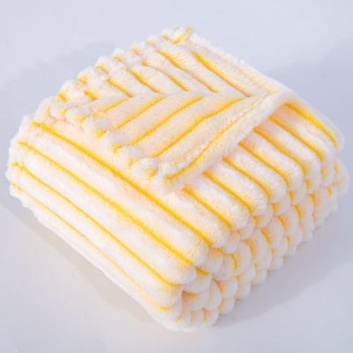 Plush Soft Flannel Baby Blanket, Warm and Cozy Unisex Toddler Blanket, Yellow Strip, 30x40 Inches - NTBAY