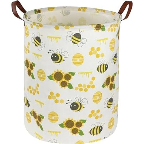 Baby Laundry Hamper,Baby Hamper for Nursery Girls,Sunflower Storage Baskets for Bedroom,Yellow Hamper,Toy Bins,Gift Baskets,Home Decor(Bee) …