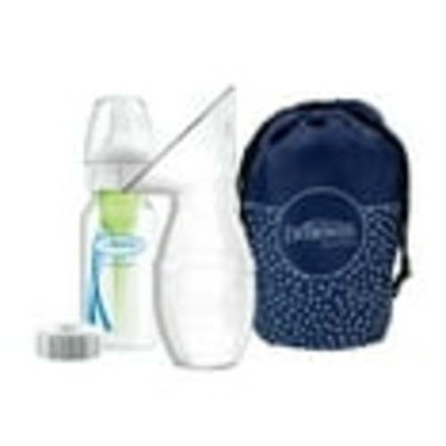 Dr. Brown's 100% Silicone One-Piece Breast Pump, Hands-Free, 4 oz Baby Bottle, Lid & Travel Bag HSA/FSA Eligible